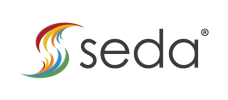 SEDA logo: the letter S formed from ribbons of red, yellow, orange, blue, and green, followed by seda and the Registered Trademark symbol